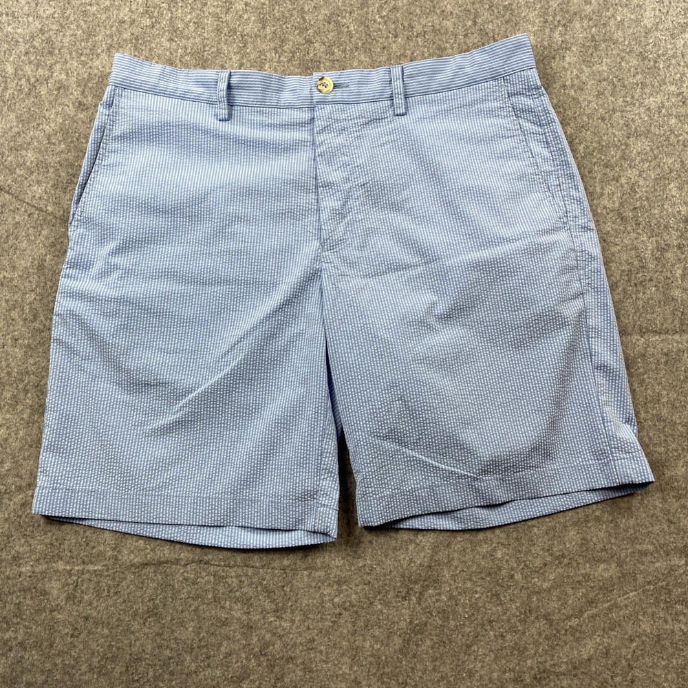 Southern Tide Seersucker Chino Shorts Mens 36 Blue 8.5"